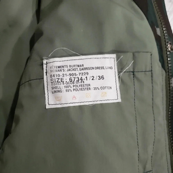 Vetements Burtmar Womans Army Garrison Camo Jacket Size 6734-1/2/36. - Picture 6 of 6